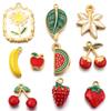 2pcs/lot Stainless Steel Enamel Charms Cute Fruit Strawberry Cherry Banana Flower Leaf Pendants For DIY Jewelry Making Necklace