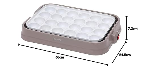 Iris Ohyama Takoyaki Maker, 24 Holes, Detachable, Easy to Clean, Ceramic Coat, Gray, PTY-C24-H