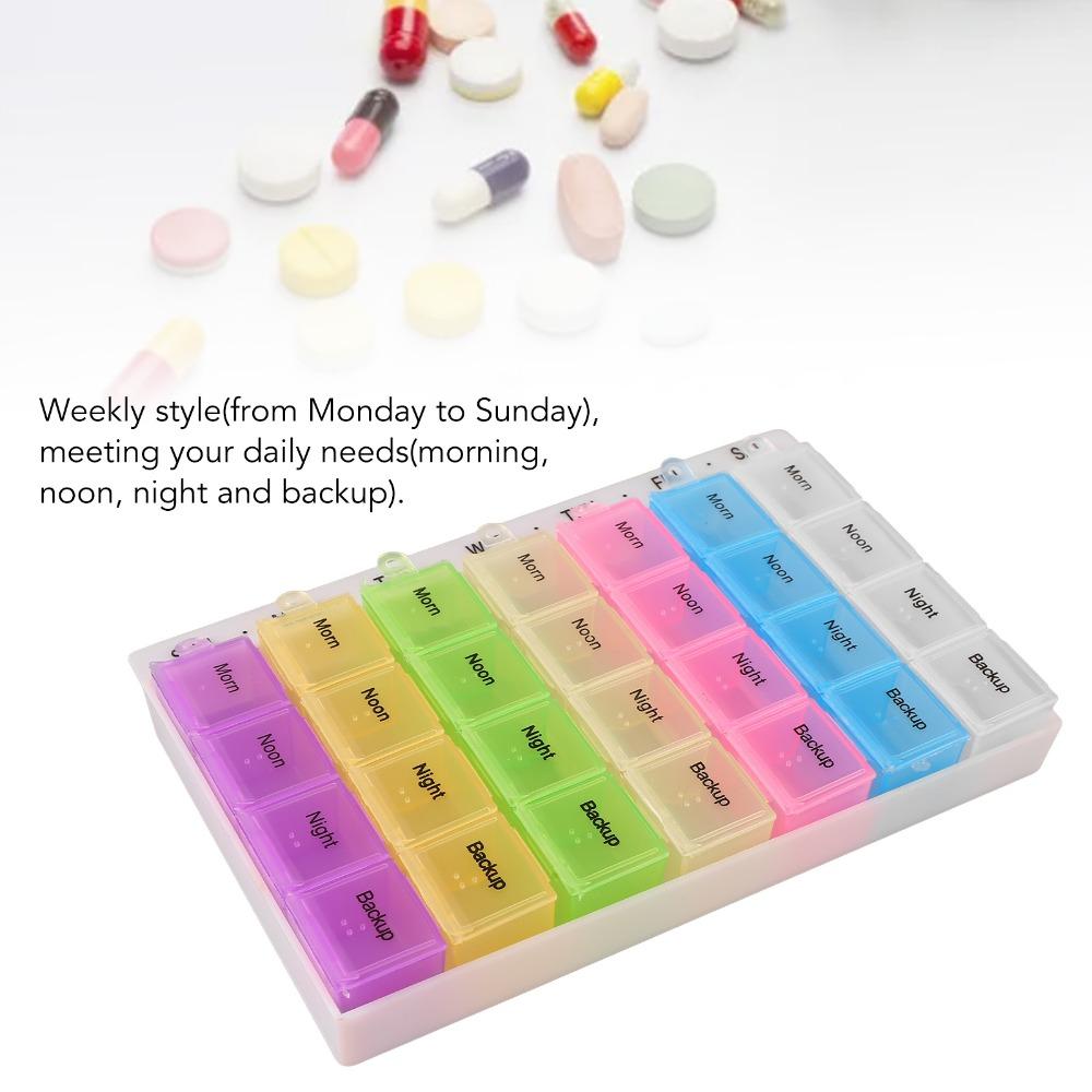 8pcs Assorted Colors Medicine Organizer Box 28 Compartments Daily Medication Organizer  Home Storage