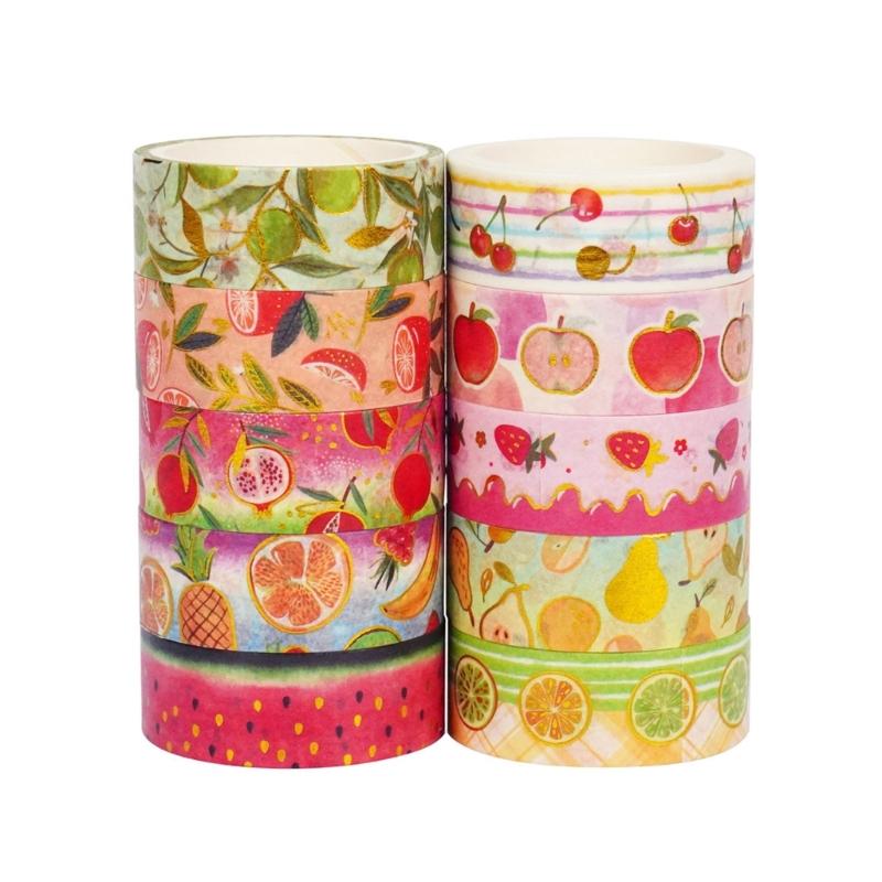 

10Rolls Fruit Decorative Tape Aesthetic Tape 15mmX9.8ft Scrapbooking Decorative Tape for Journal Photo Album Phone Case 1
