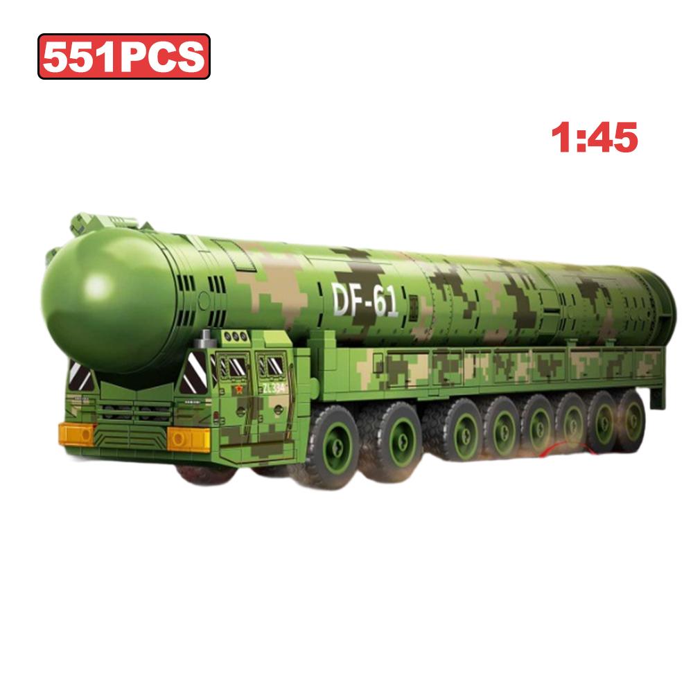 551PCS Military DF-61 Intercontinental Ballistic Missile Vehicle Truck Building Blocks Model Bricks WWII Toys Birthday Gifts Boy