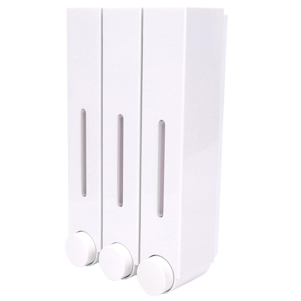 Wall Mount Shower Liquid Soap Dispenser Three Head Shampoo Dispensers for Hotel Bathroom6028 White