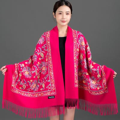 New Arrived Shawl Women Embroider Shawl Thick Warm Cashmere Fashion Scarves Lady Soft Wrap Bufanda Travel Reversible Scarf