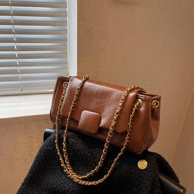 Tasche Damen Wintermode Kette Schulter Messenger Bag schlicht retro kleine quadratische Tasche Magnetverschluss-Design