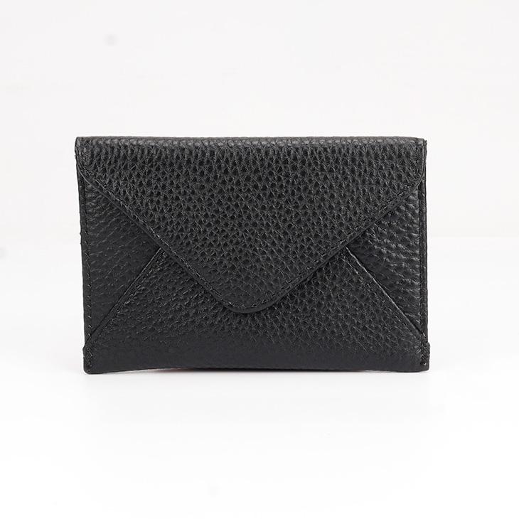 

Minimalist Genuine Cow Leather Envelope Card Holder and Mini Coin Purse for Men and Women чорний