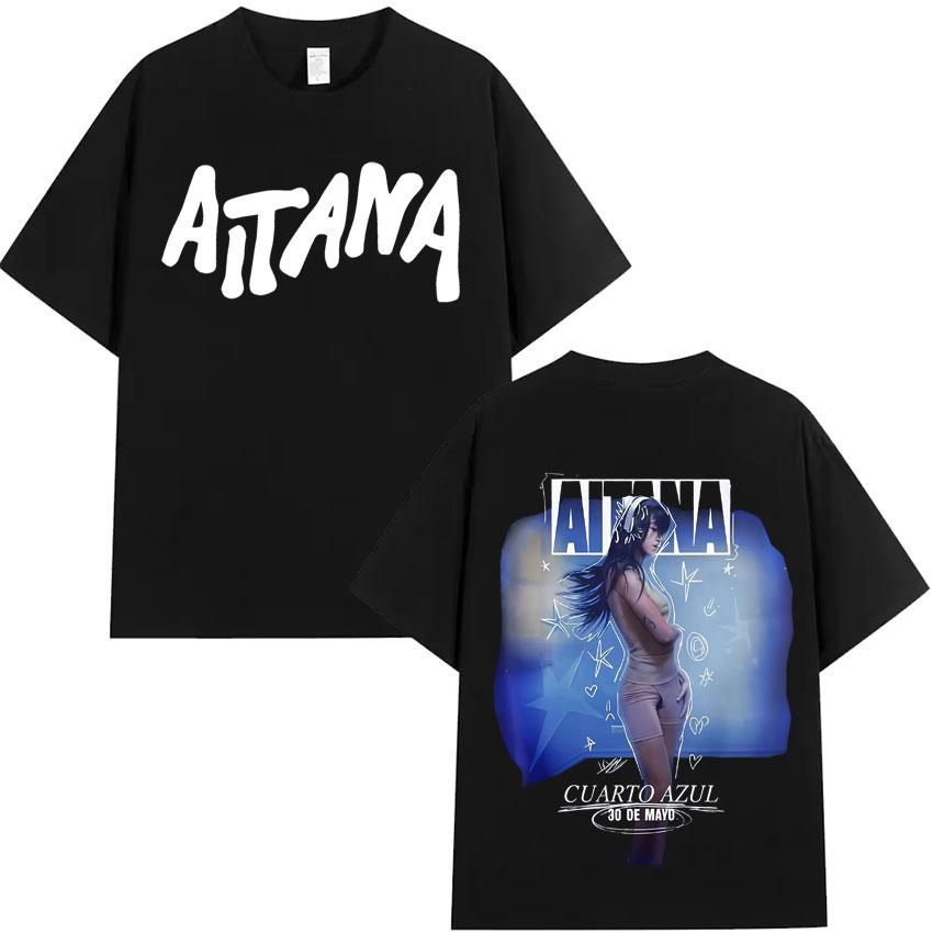 Summer Hot Sale Trendy 2025 Singer Aitana Ocana Tour Hippie T Shirts Cotton Tshirt Mens Y2K Casual Short Sleeves Tops Streetwear