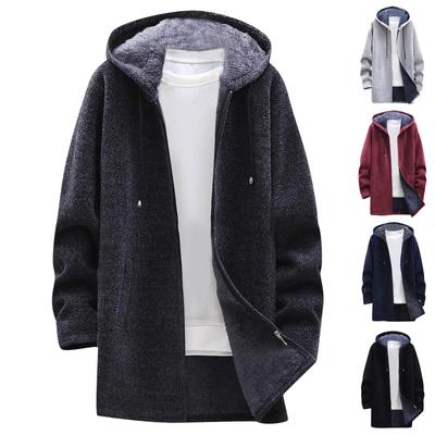 And Winter Men's Fashion Loose Cardigan Warm Lapel Hooded Jacket Sweater