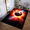 Fiery Soccer Ball Carpet with Space Background for Home Decor Suitable for use as an anti-slip for living room bedroom sofas