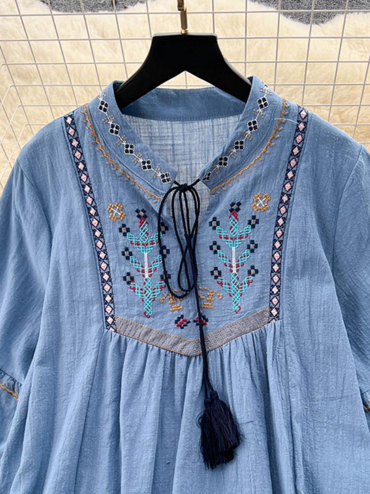 Damenkleid im nationalen Stil mit Stickereien im Retro-Stil, schmale Passform, mittellange Rüschen, Vintage-Gothic-Kleider, elegante Puffärmel, neues Partykleid