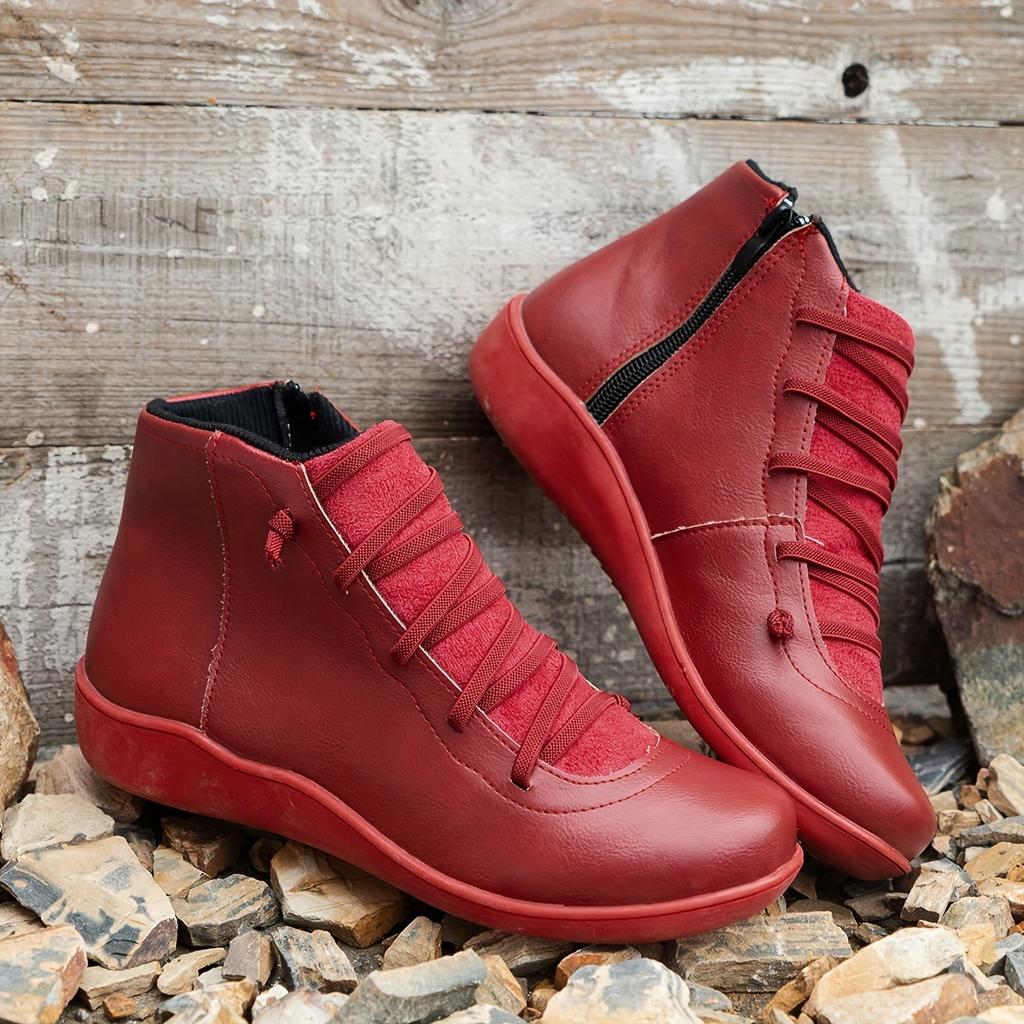 Soft Sole Women's Solid Color Comfort Boots, Round Toe Side Zipper Pull On Daily Footwear