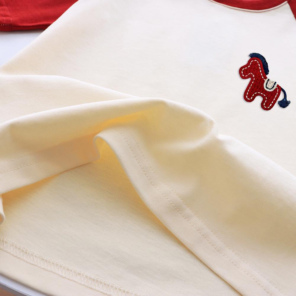 Embroidered Year of the Horse Family Tees: Stylish Parent-Child Matching T-shirts for Mother and Son