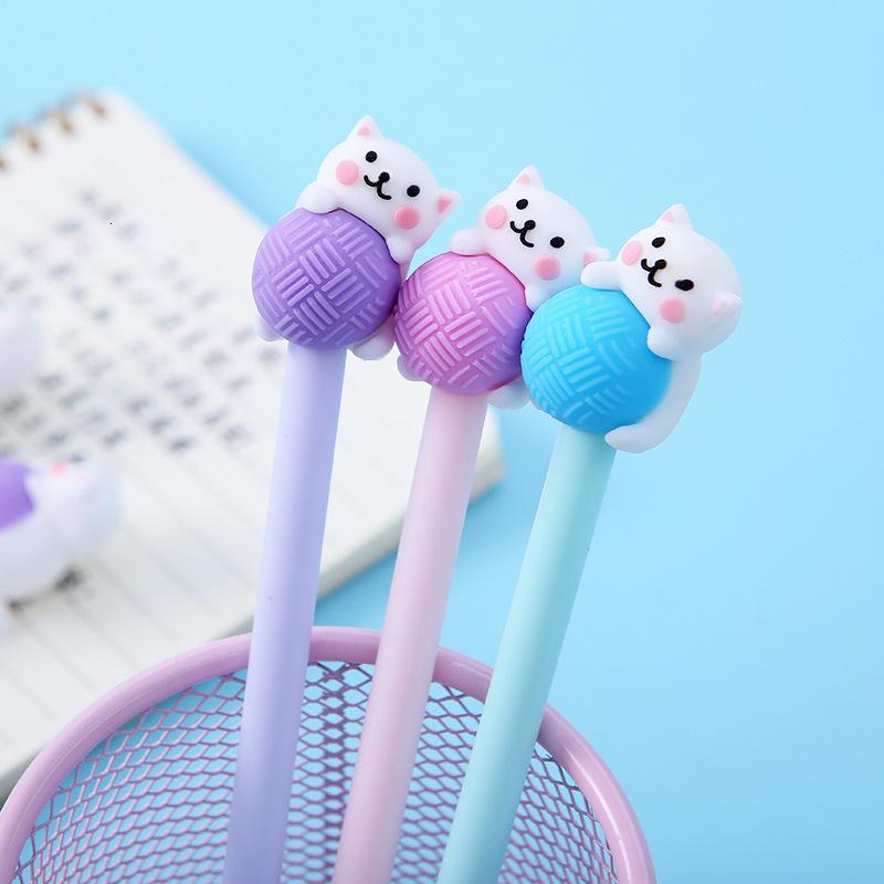 1 PCS Cute Creative Cat 0.5mm Cartoon Kawaii Stationery Office School Supplies Kids Gifts Gel Pens
