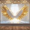 1 Luxurious Gold and White Angel Wing Photography Background Cloth - Birthday, Wedding - Durable Polyester