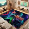 City Cyberpunk Theme Crystal Velvet Floor Rug Personalized Custom Name Text Warm Carpet Home Decoration