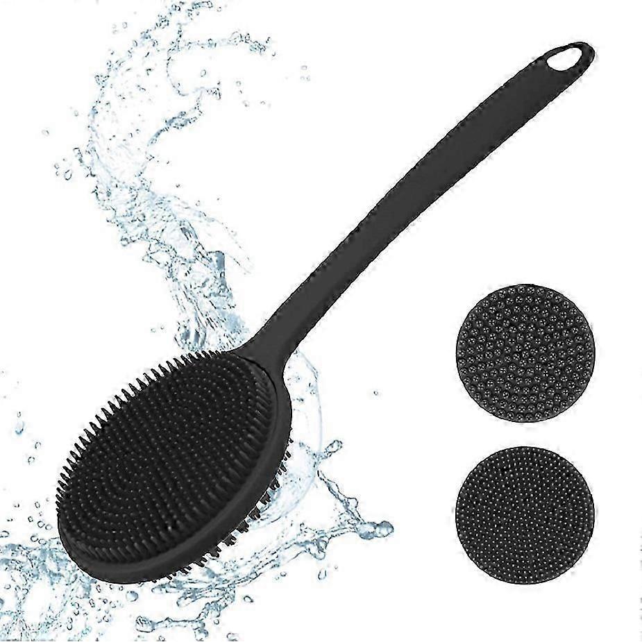 Double Ended Silicone Shower Brush - Exfoliating Back Cleaner