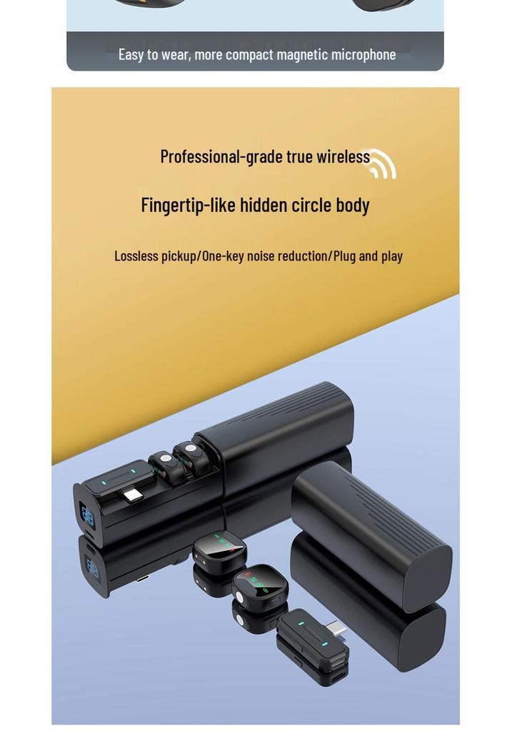Magnetic Wireless Lapel Mic with Pull-out Charging Case, Noise Reduction, Bluetooth Connectivity for Live Streaming & Recording.