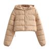 Casual katoenen jas met capuchon voor dames, lange mouwen, dik warm, kort gewatteerd jack, herfst winter, dames street overjas parka's