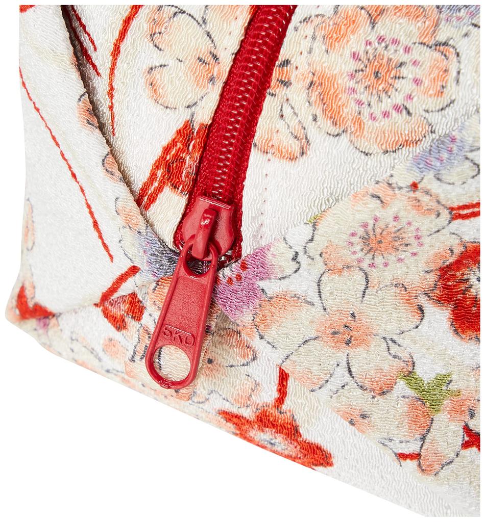 Wa KOMONO Komon Kobo Uni Made in Futago Chirimen Japanese Pattern Extra Large Balloon Pouch Free Size (0114-5) Seni, Japan, [Sakura Knot, White],