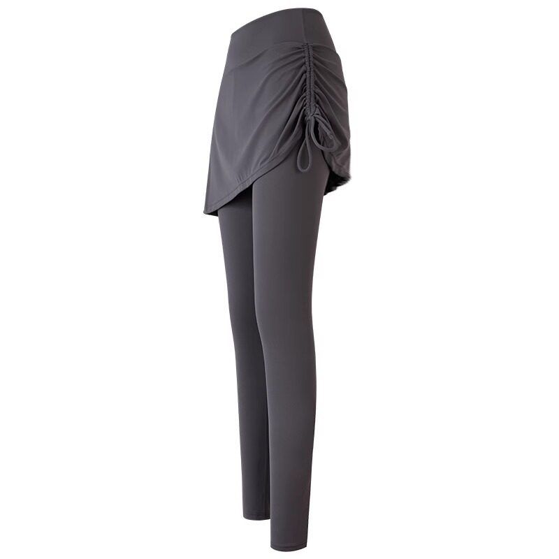 Fake Two-Piece Drawstring Sports Running Tight Yoga Pants Women Hip Covering Chubby Girl Training Cycling Plus size Belly Holding Fitness Pants