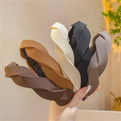 Women Headpiece Braided Twill Cloth Headband for Lady Girls Shopping Face Wash Head Hoop Non Slip Teethed Hairband for Her