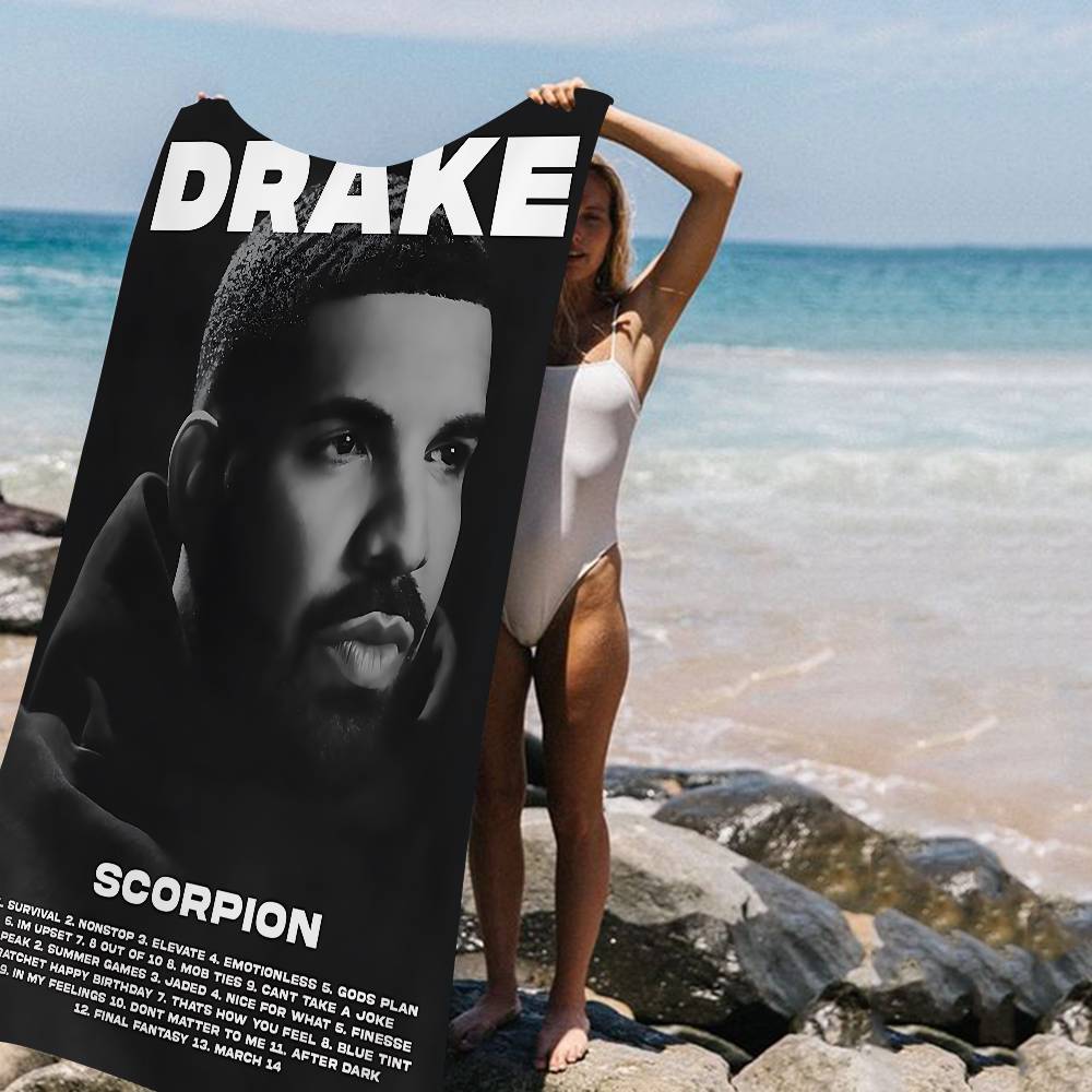 Coperta in Microfibra Bianca Nera Drake Asciugatura Rapida Asciugamani da Spiaggia Stampa Oversize Super Assorbente Coperta Asciugamano da Piscina