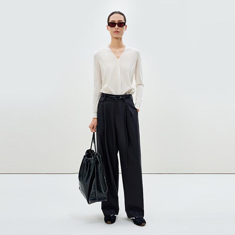 LESS 2025 Spring V-Neck Wool-Cashmere Cardigan