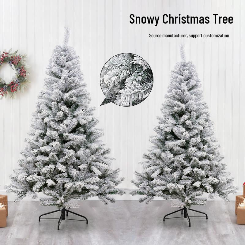 Exclusive Flocked White Christmas Tree, 45CM-4M, Encrypted Snow-Covered Decoration with Ornaments