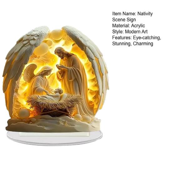 Різдвяний вертеп Акрилова настільна табличка 2D Плоска Настільний дисплей Прикраса для Християнського дому Декор полиці