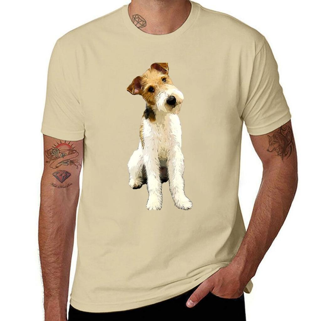 Wire Fox Terrier Head Tilt T-Shirt tops boys animal print mens big and tall t shirts