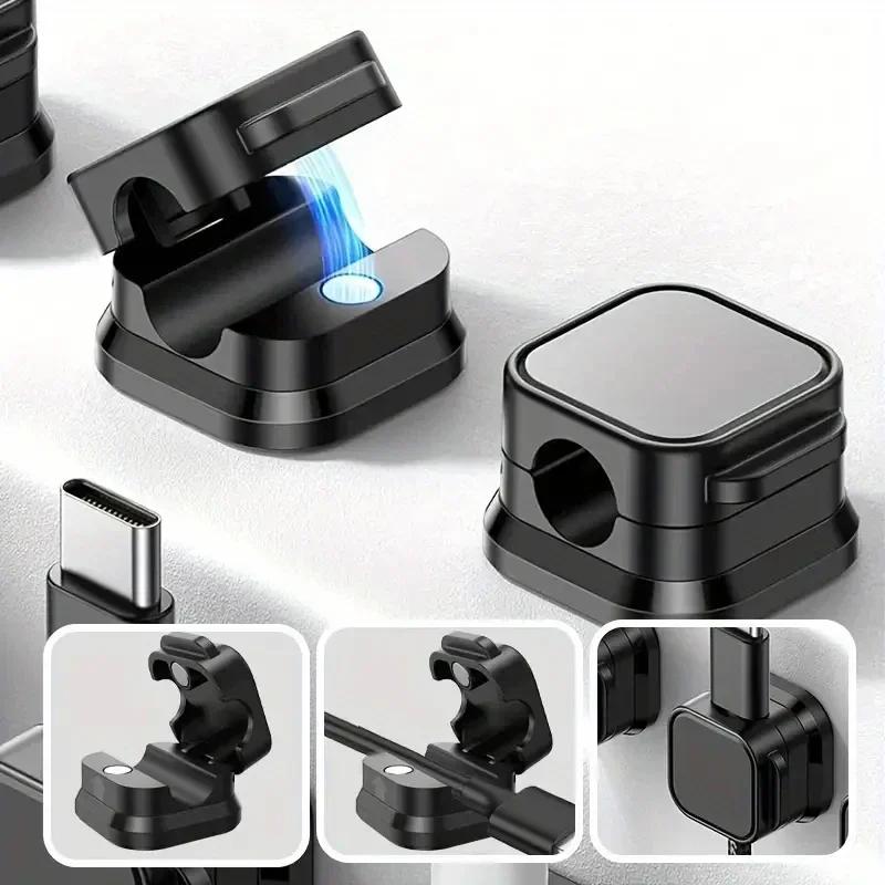 NEW 1/6/12PCS Magnetic Cable Organiser Clips Cable Management Wire Manager Cord Holder Charging Cable Winder Wall Mounted Hook