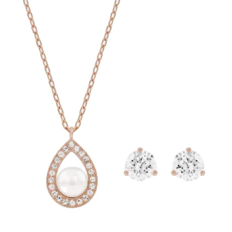 Swarovski Embedded Design Crystal Necklace Unisex necklace Rose-Gold 5139084 Box (Random Color)