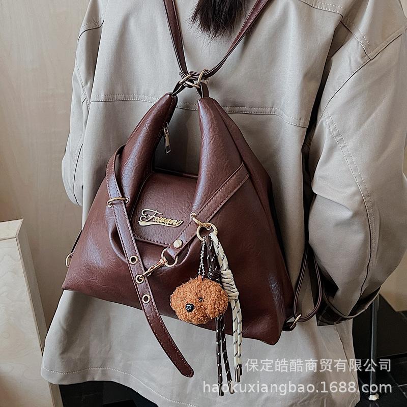 Retro commuter tote bag women's large capacity 2025 new autumn and winter versatile shoulder bag casual multi-functional backpack