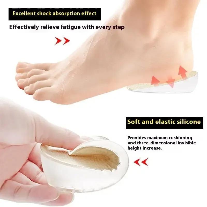 SiliconeInvisibleHeight Increasing Half Insoles Soft Comfort Heel LiftPads No Foot Fatigue Hidden Shoe Cushion Inserts for Women