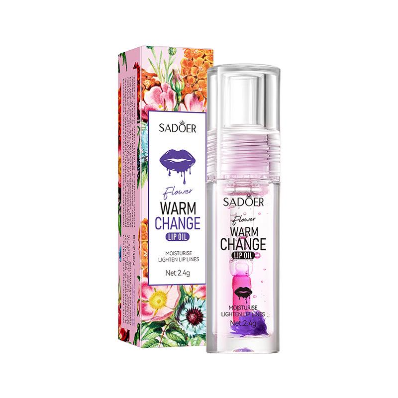 Sadoer Flower Warm Lip Oil Series Волшебное изменение цвета Увлажняющее масло для губ 2024 Новое Теплое изменение Увлажняющий блеск для губ Grape