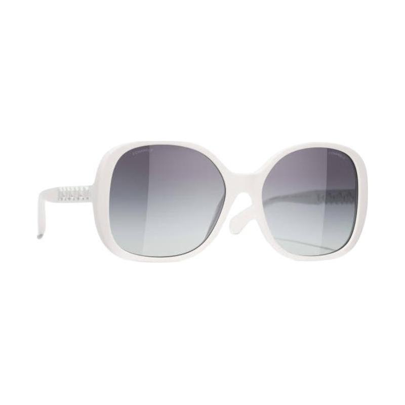 CHANEL Lens Logo Square Sunglasses Women's White