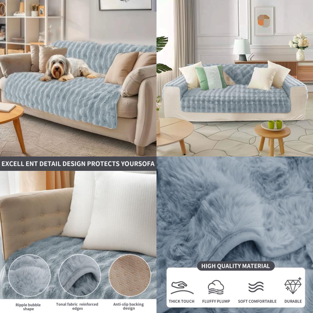 Tykke imitert kaninpels Plysjsofa Glidetrekk Sklisikker myk sofa Håndkle Sofapute til stue Moderne hjemmeinnredning