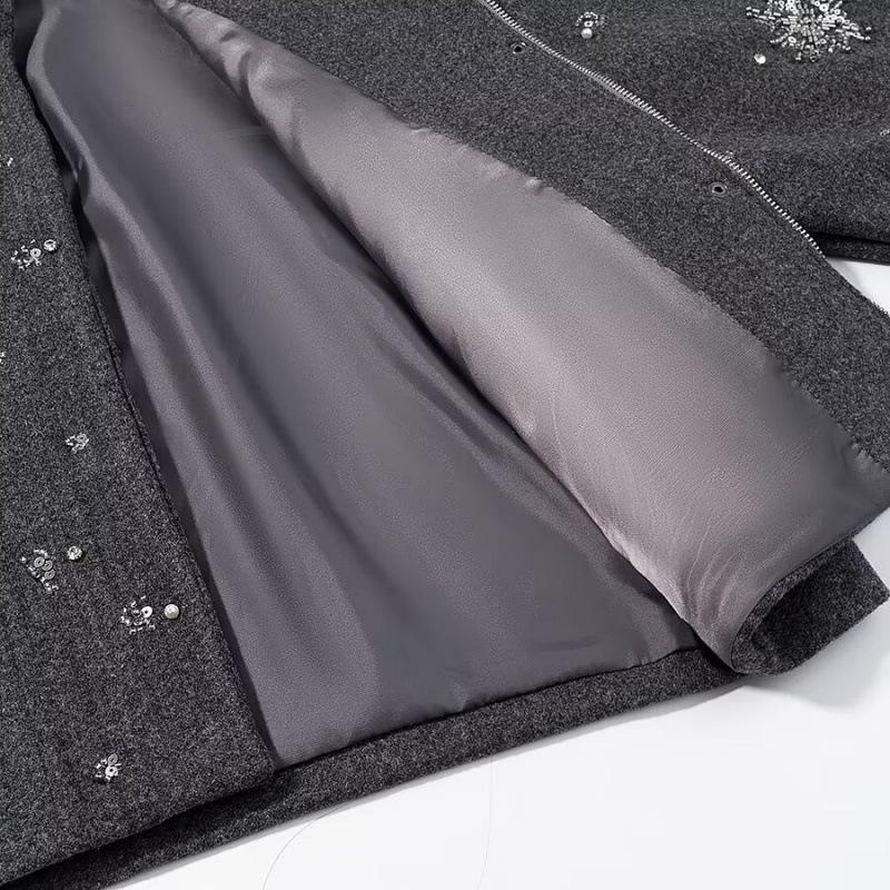 2025 Winter European & American Style Sequin Woolen Jacket