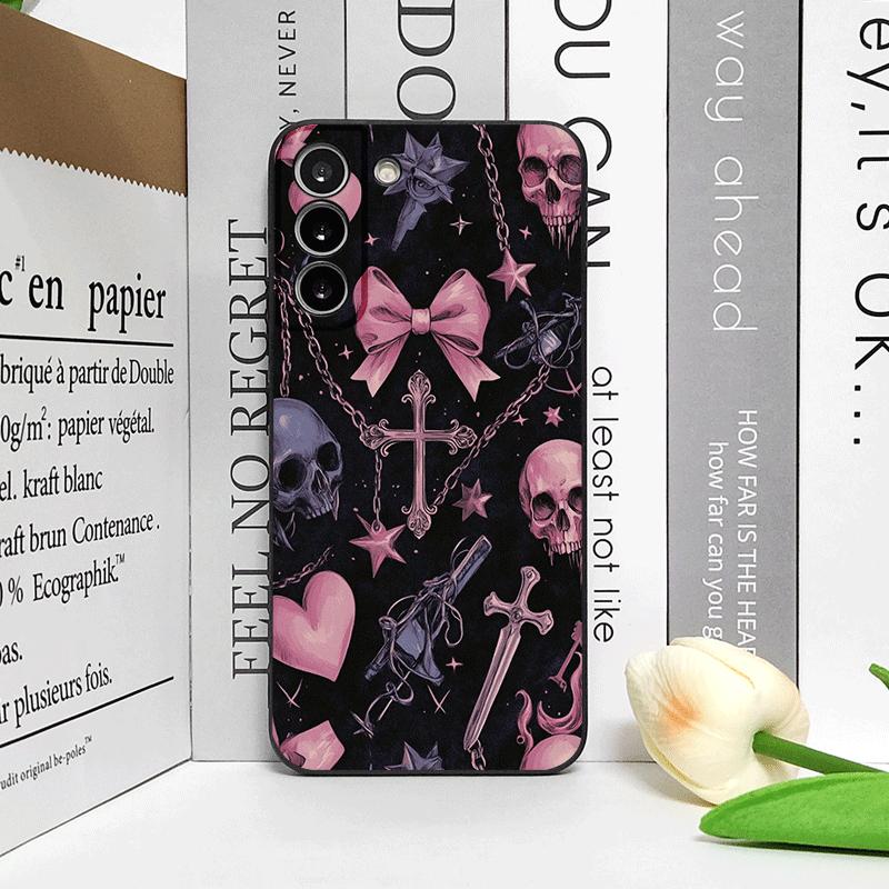 Vintage Gothic Pink Bow Skull Cross Pattern Phone Case for Huawei Nova 13 12 11 Pro 10 SE Mate 40 60 Pro+ P60 P50 P40 Soft Cover