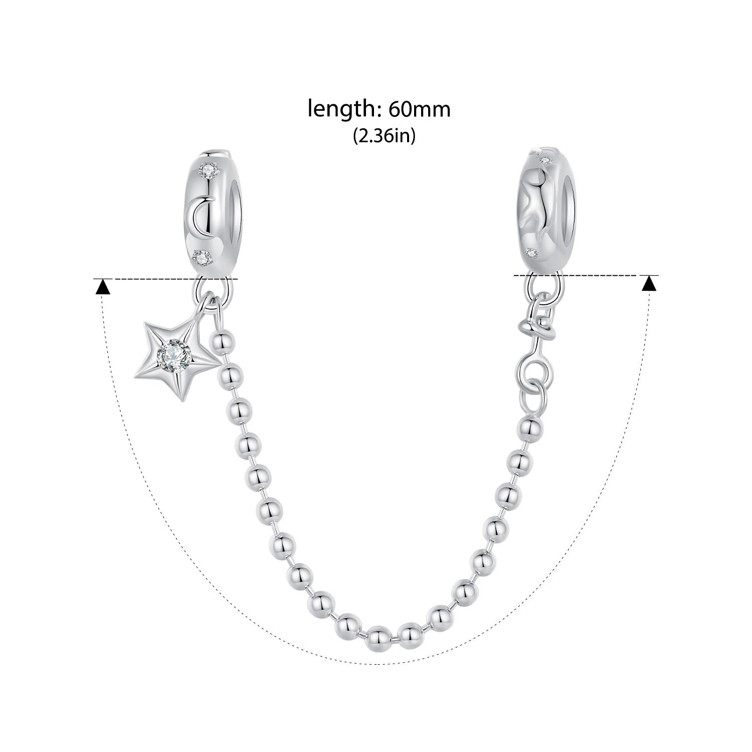 

BAMOER Стерлинговое Серебро 925 пробы Звезда и Луна Защитная Цепочка подходит для Женского Браслета Подарочные Ювелирные Изделия SCC2840