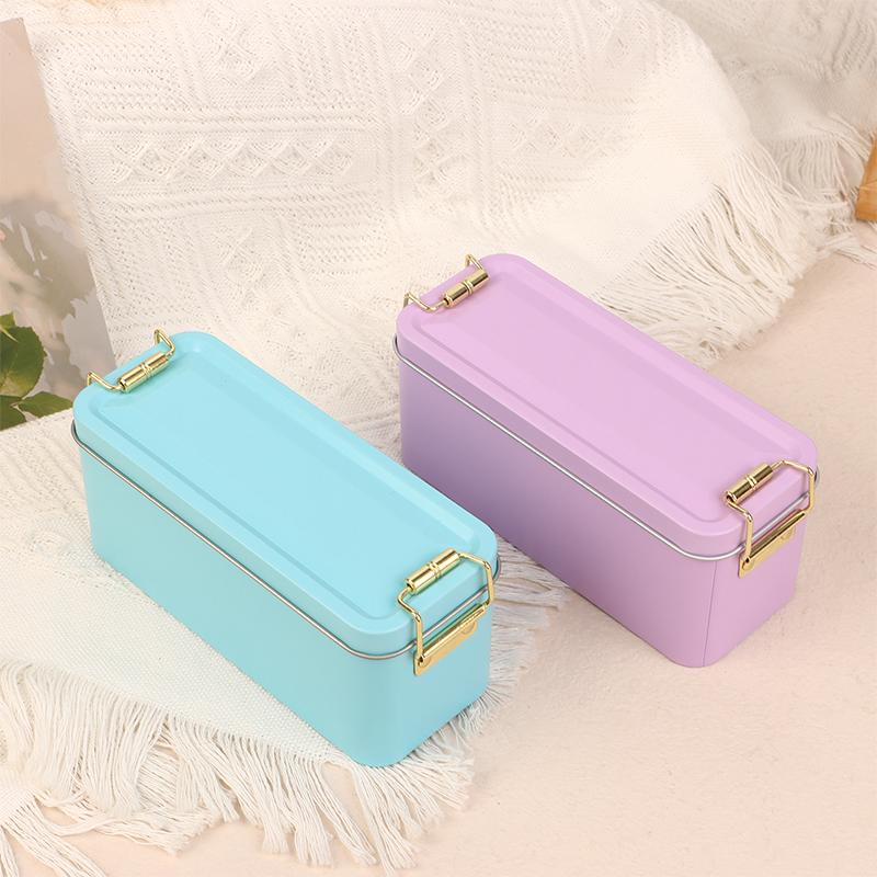 Old-Fashioned Rectangular Tinplate Box With Lid High Quality Metal Storage Box Cake Packaging Box Durable With Buckle Candy Box