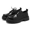 Men's Leather Shoes Spring British Platform Casual Derby Shoes Men's Dress Wedding Black Low Top Martin Boots 2135