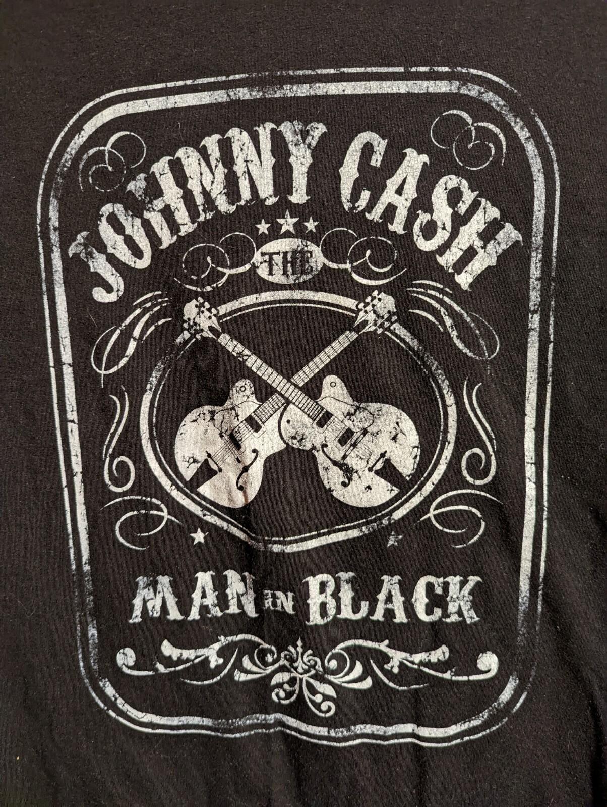 JOHNNY CASH T-shirt Man In Black Guitar Country Blues Rock Tee Men s Medium Unisex T-Shirt S