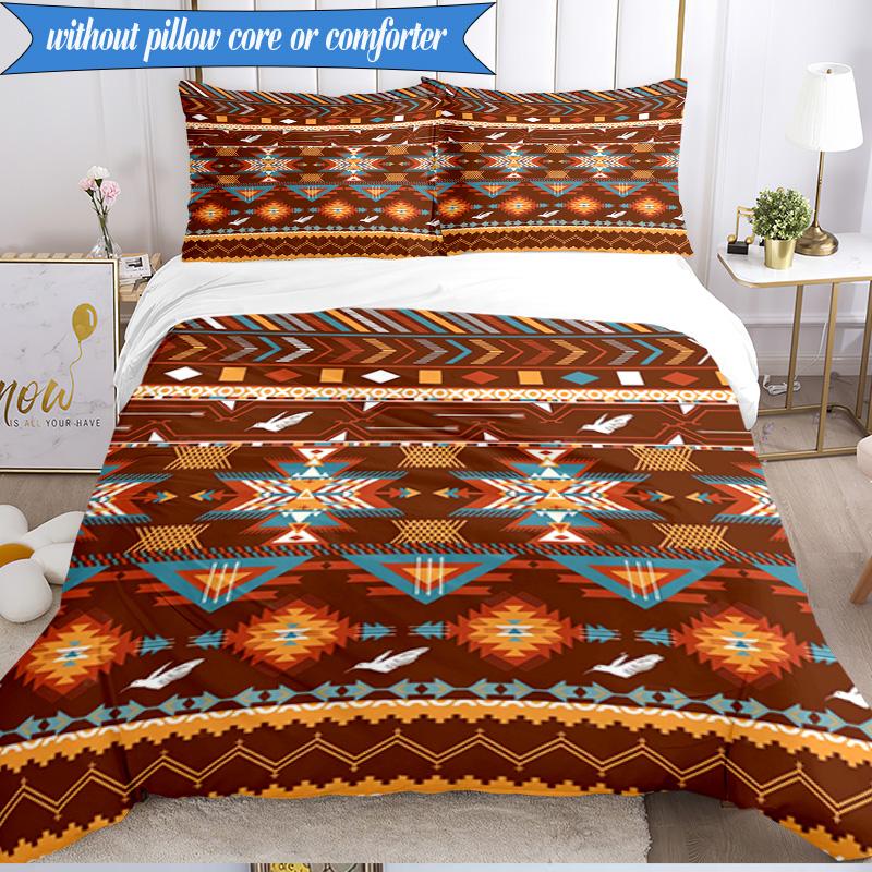 3PCS Native American Pattern Bedding Set,Including 1pc Duvet Cover And 2pcs Pillowcases Perfect for Bedroom, Dormitory, Fan Christmas Gift