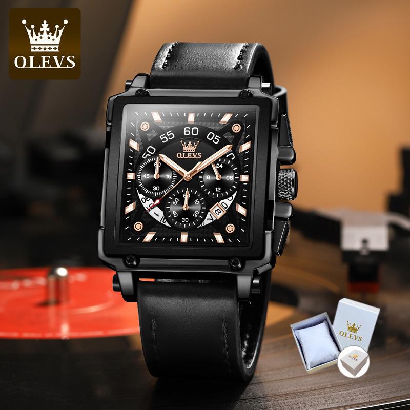 OLEVS New Top Men's Watch Square Multi -function Sports Quartz Surface Luminous Men's Watch High -end Watch