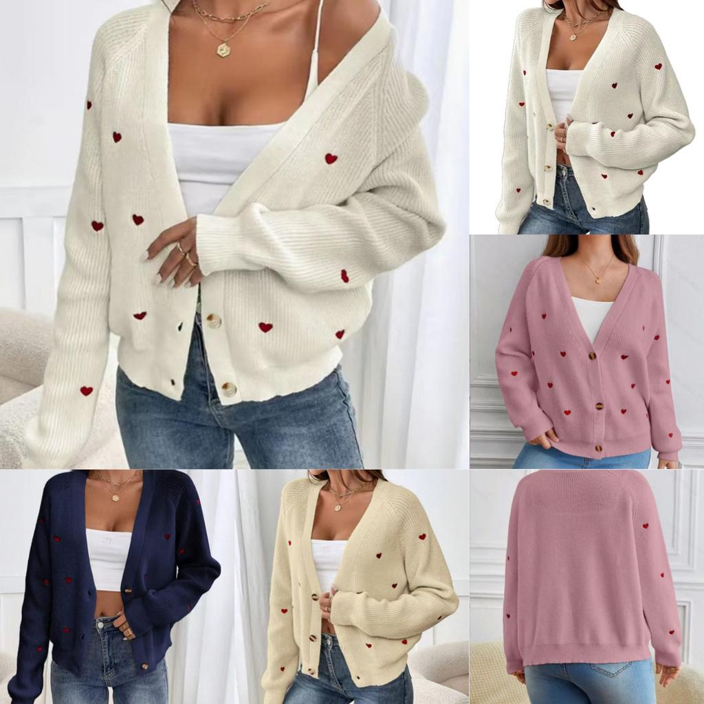 Casual Minimalist Cardigan Knit Outerwear For Women