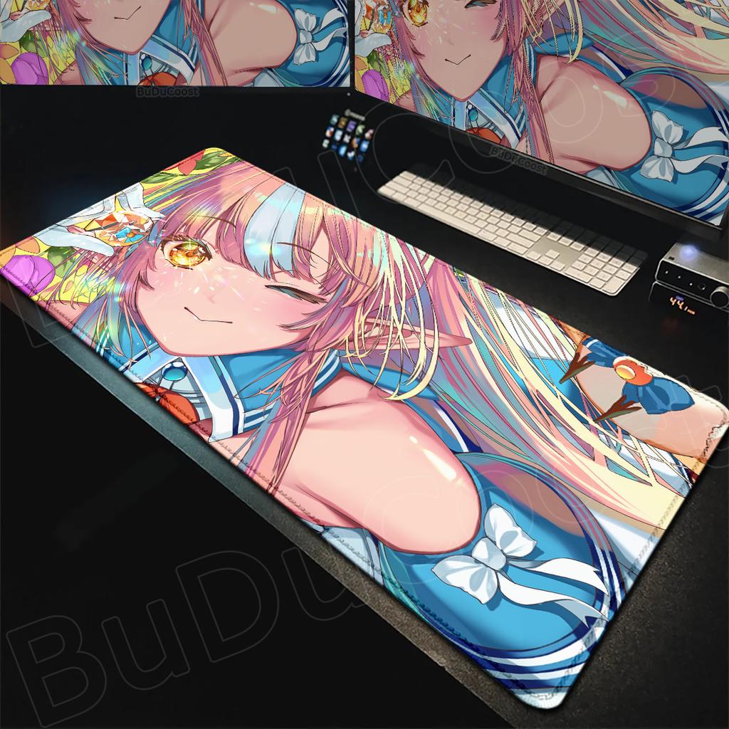 Hololive Kawaii Girl Shiranui Flare Desktop Carpet Laptop Anime Keyboard Mat Pc Gaming Accessories NonSlip Rubber Base Mousepad
