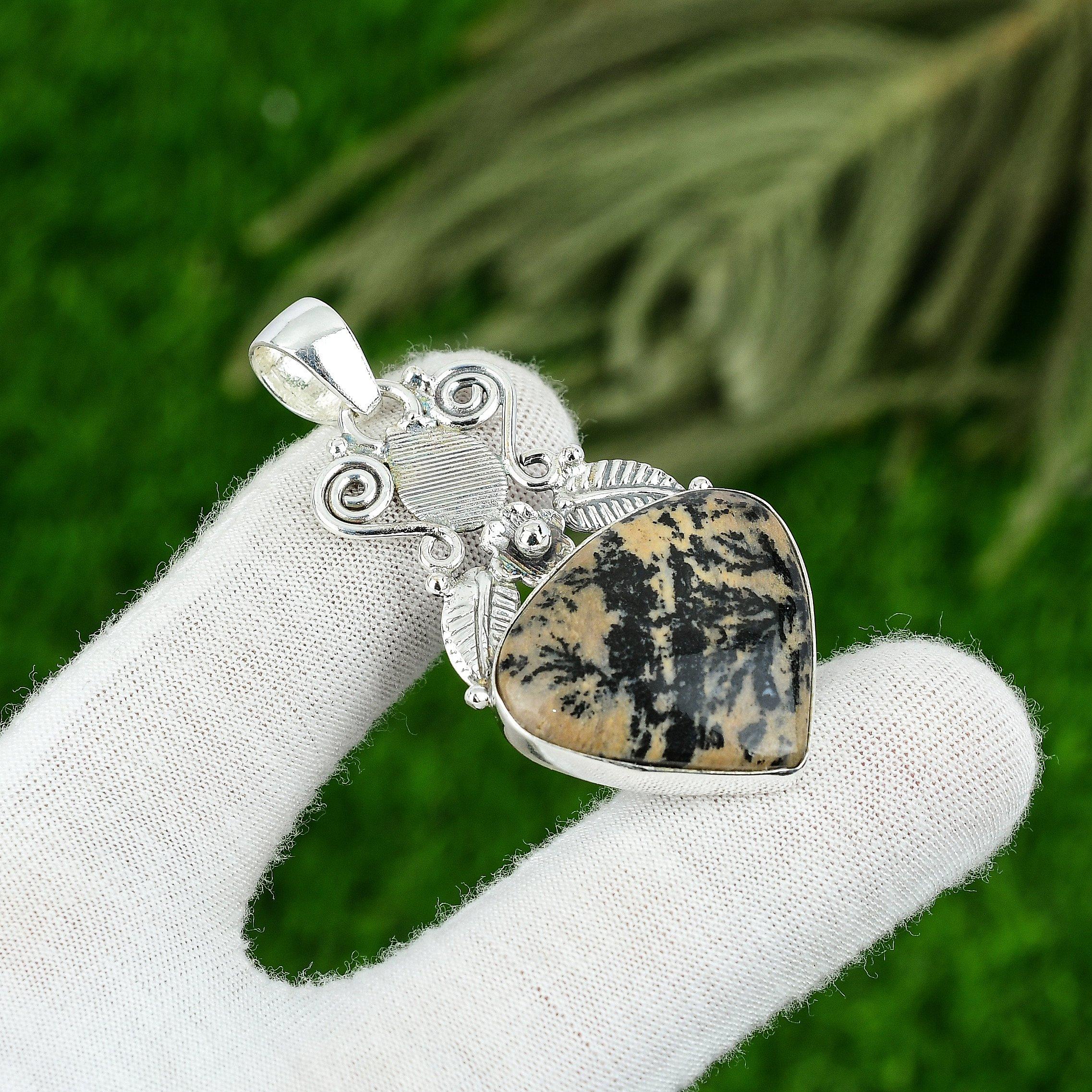 

Honey Dendrite Opal Gemstone Sister Handmade Elegant New Pendant Sterling Silver