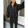 Men Women Same Fit Fall Winter Sweatshirt Set Casual Patchwork Cardigan Tracksuit Youth Fashion