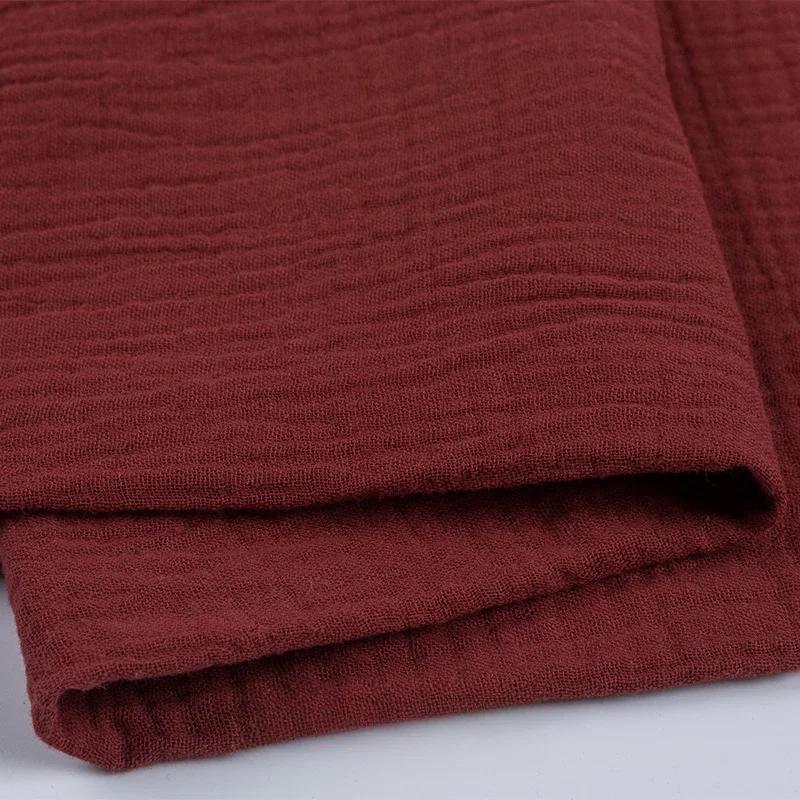 100x135cm Podwójna Warstwa Czysta Bawełna Gaza Cała Bawełna Krepa Tkanina Jednolity Kolor Odzież Domowa Sukienka Szalik Tkanina na Odzież Dziecięcą