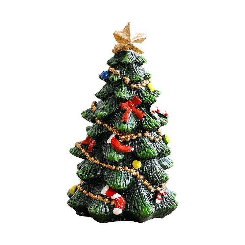 European Style Mini Christmas Tree Resin Ornament – Desktop Party Decoration